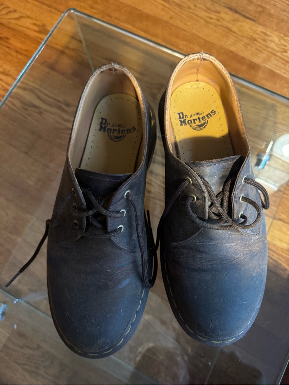 Dr. Martens Men's Dark Brown Leather 3-Eye Derby Shoes